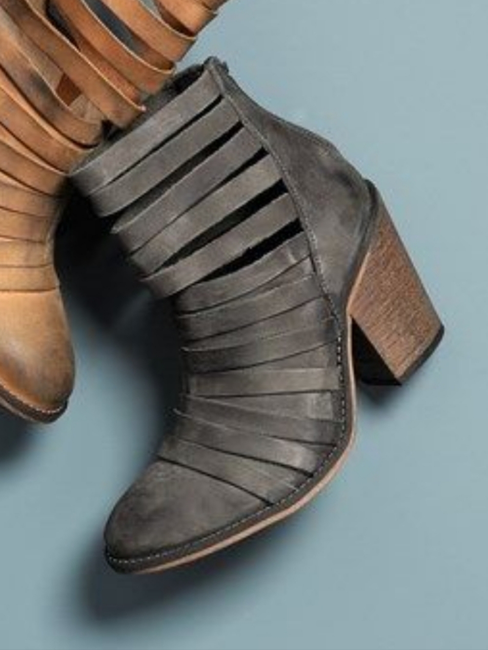 Free People Strappy Boot Gray Leather 8.5